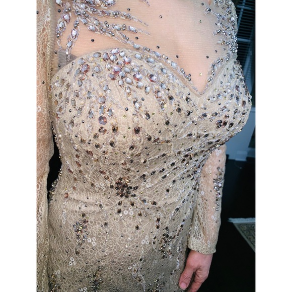 Beaded Lace Floor Length Mother of the Bride Gown - Picture 8 of 8